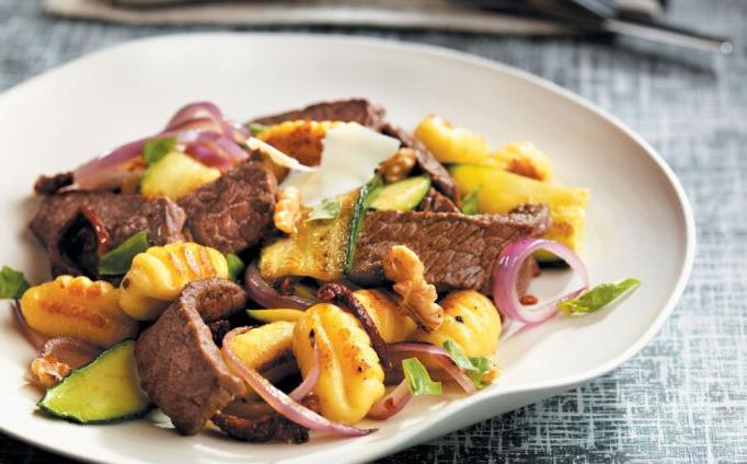 Beef Ranch Steak Strips and Zucchini Gnocchi